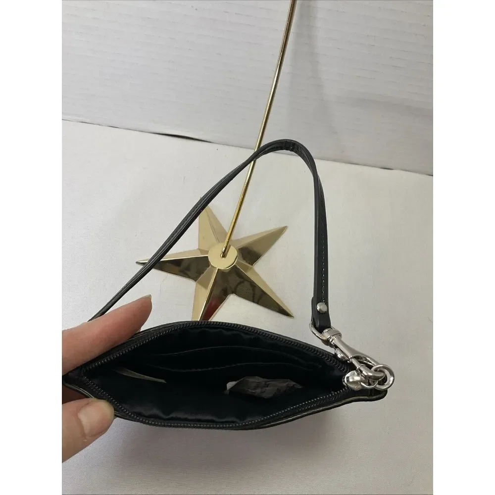 Coach Peyton Signature Small Wristlet Gray‎ and Black w/Strap